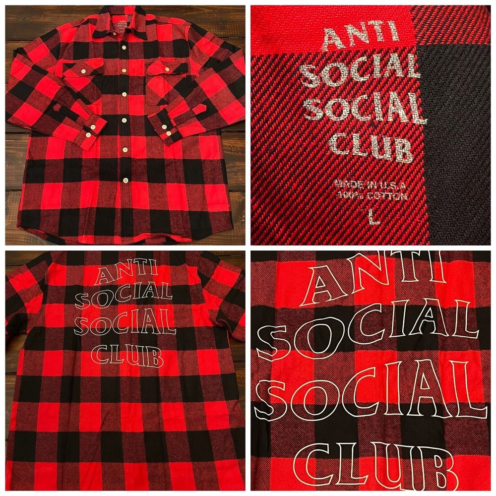 Anti Social Social Club Outlined Trip Red Flannel